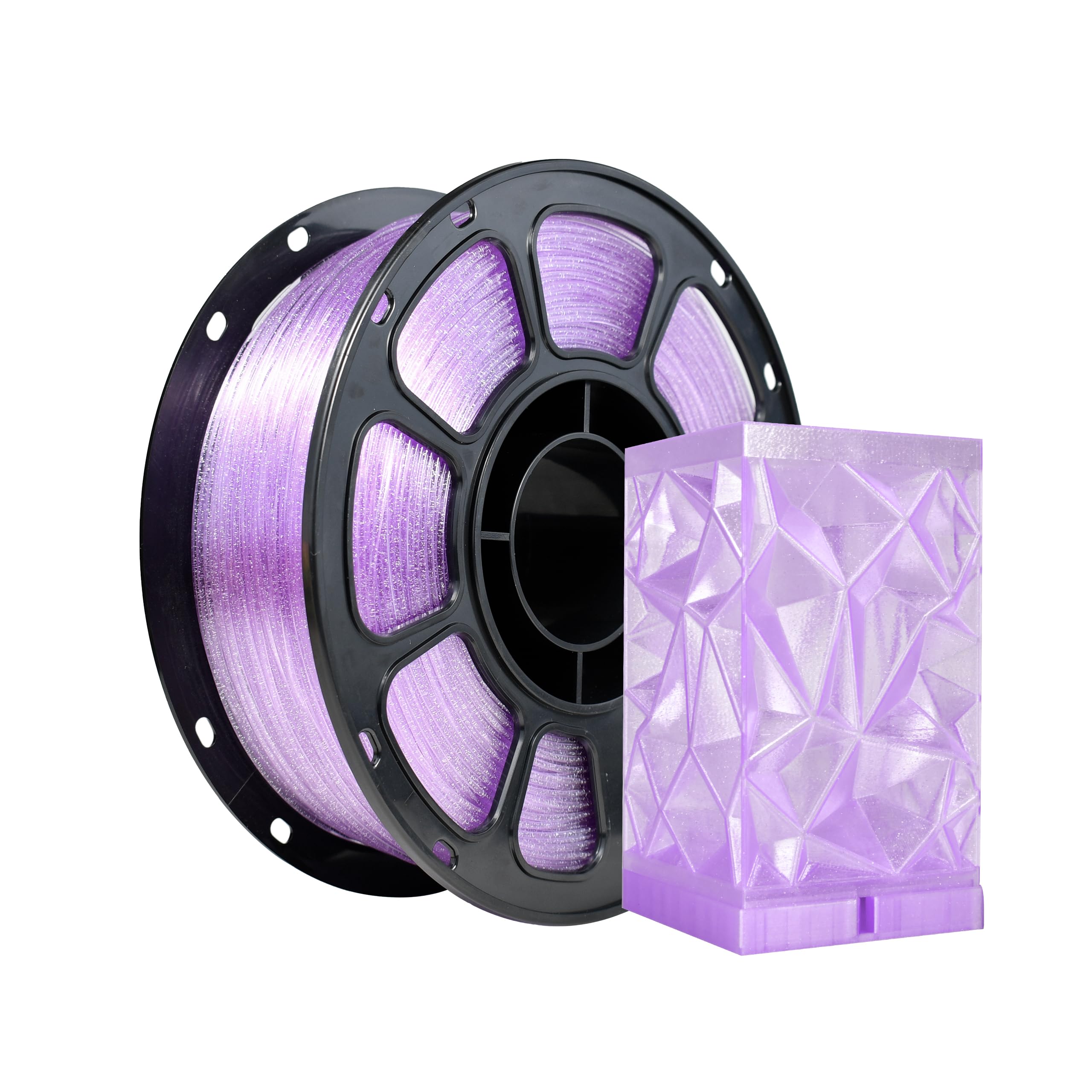 iBOSS Transparent Glitter Purple PLA+ Filament 1.75mm, 1kg Glitter Translucent 3D Printer Filament, PLA Plus Neatly Wound Clear Filament, Fit Most FDM 3D Printers
