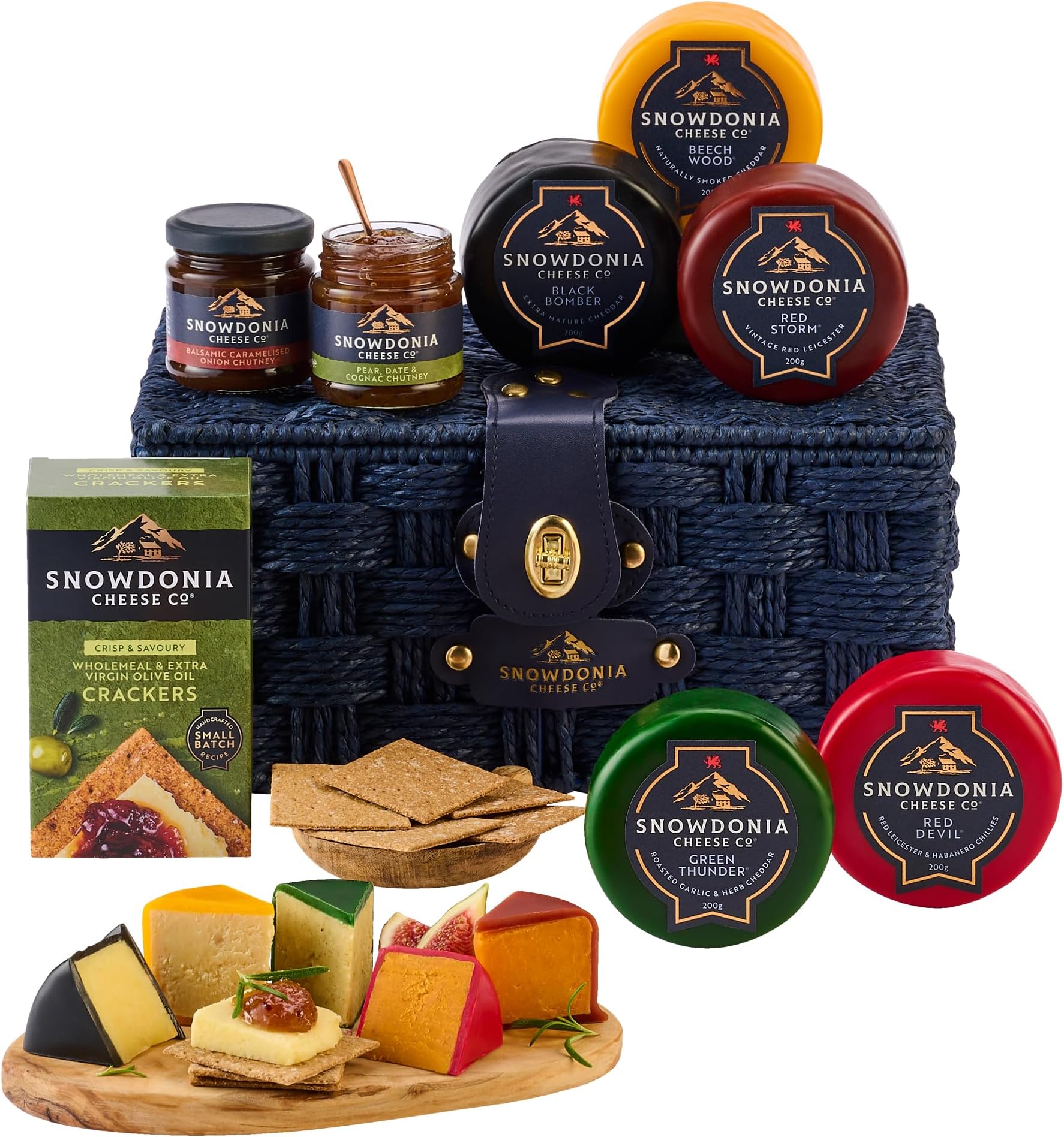 Quintessential Cheese Hamper Gift Set | 5 Luxury Welsh Cheeses, 2 Artisan Chutneys and Wholemeal Crackers