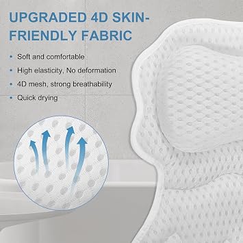 SetSail Bath Pillow, Bath Pillows for Tub Neck and Back Support, White