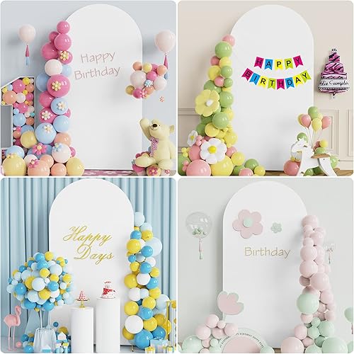 Miniatura 5 de Wokceer Cubierta de Fondo de Arco de Boda de 6.6 Pies de Spandex Ajustada Blanca Cubiertas de Arco de Parte Superior Redonda Chiara Arcos Cubierta