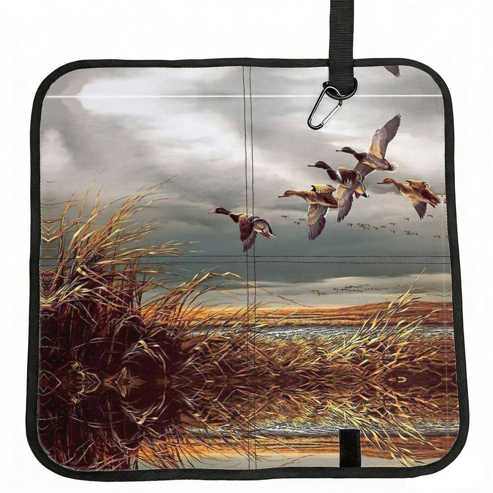 KAPPTYY Hunting Flying Wild Ducks Printed Bleacher Seat Cushion PE Foam Filling, Foldable Sitting Pad for Concert Stadium Events