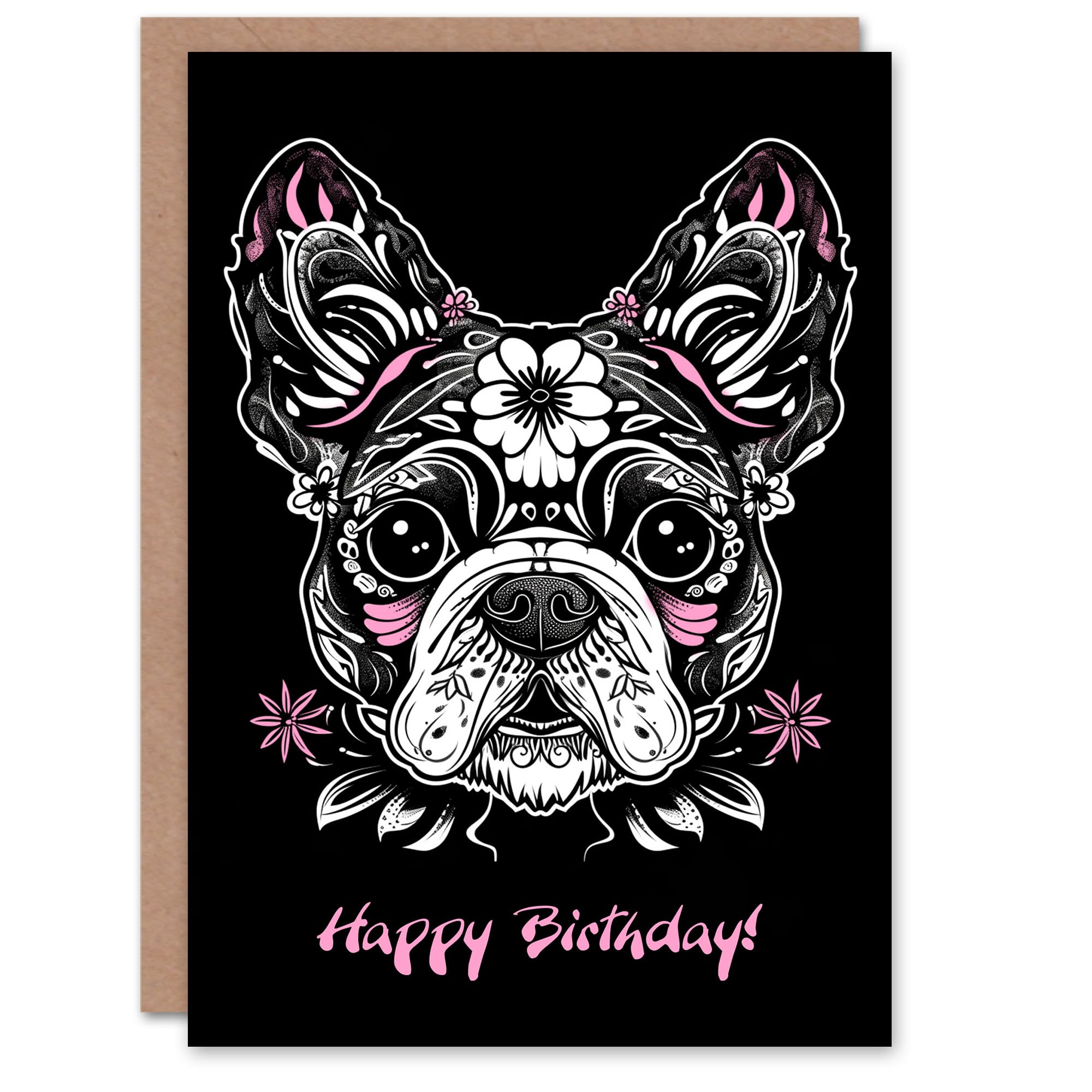 Artery8 Calavera French Bulldog Dog Lover Day Of The Dead For Her Woman Birthday Card