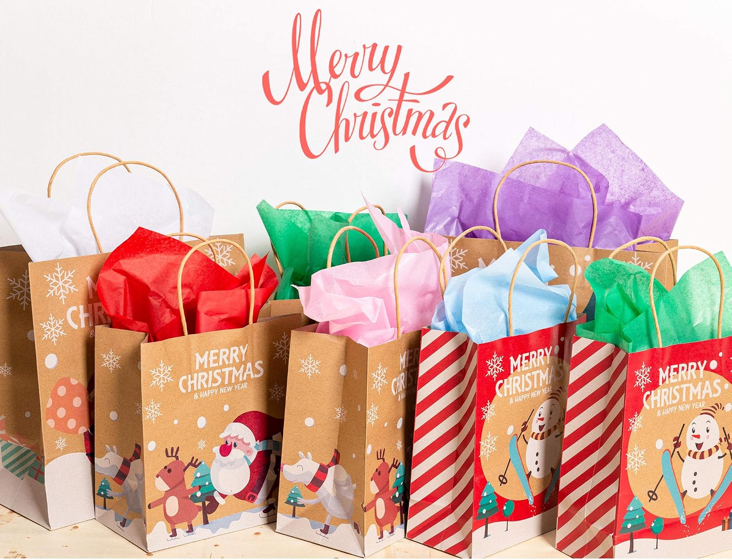 KIDPAR 90 Sheets Holiday Tissue Gift Wrapping Paper Crafts 20*20inches for Christmas Birthday Gift Bags Packing and More- 6 Colors Red,White,Green,Blue,Purple&Pink,Perfect for Party Favors Decorations Gift Wrapping