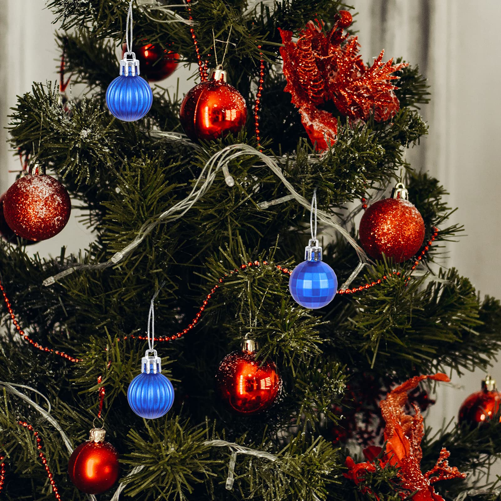 192 Piezas Bolas de Navidad Decoración de Bolas de Árbol de Navidad Bola de Navidad con Purpurina Esfera de Navidad Decoración de Árbol de Navidad Adorno de Árbol de Navidad Club Nocturno Bola