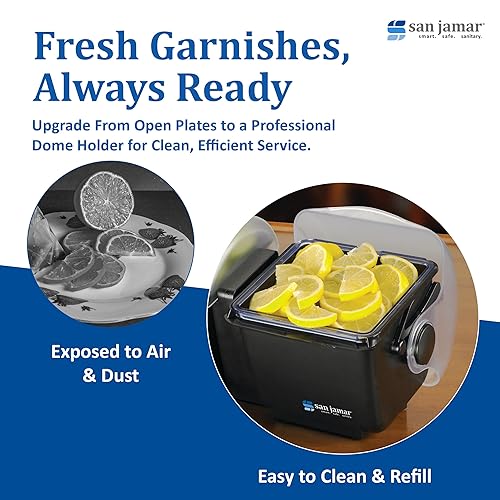 Miniatura 7 de San Jamar Soporte para condimentos con tapa de cúpula para cocina, bar y restaurantes, plástico, 2 cuartos de galón, color negro