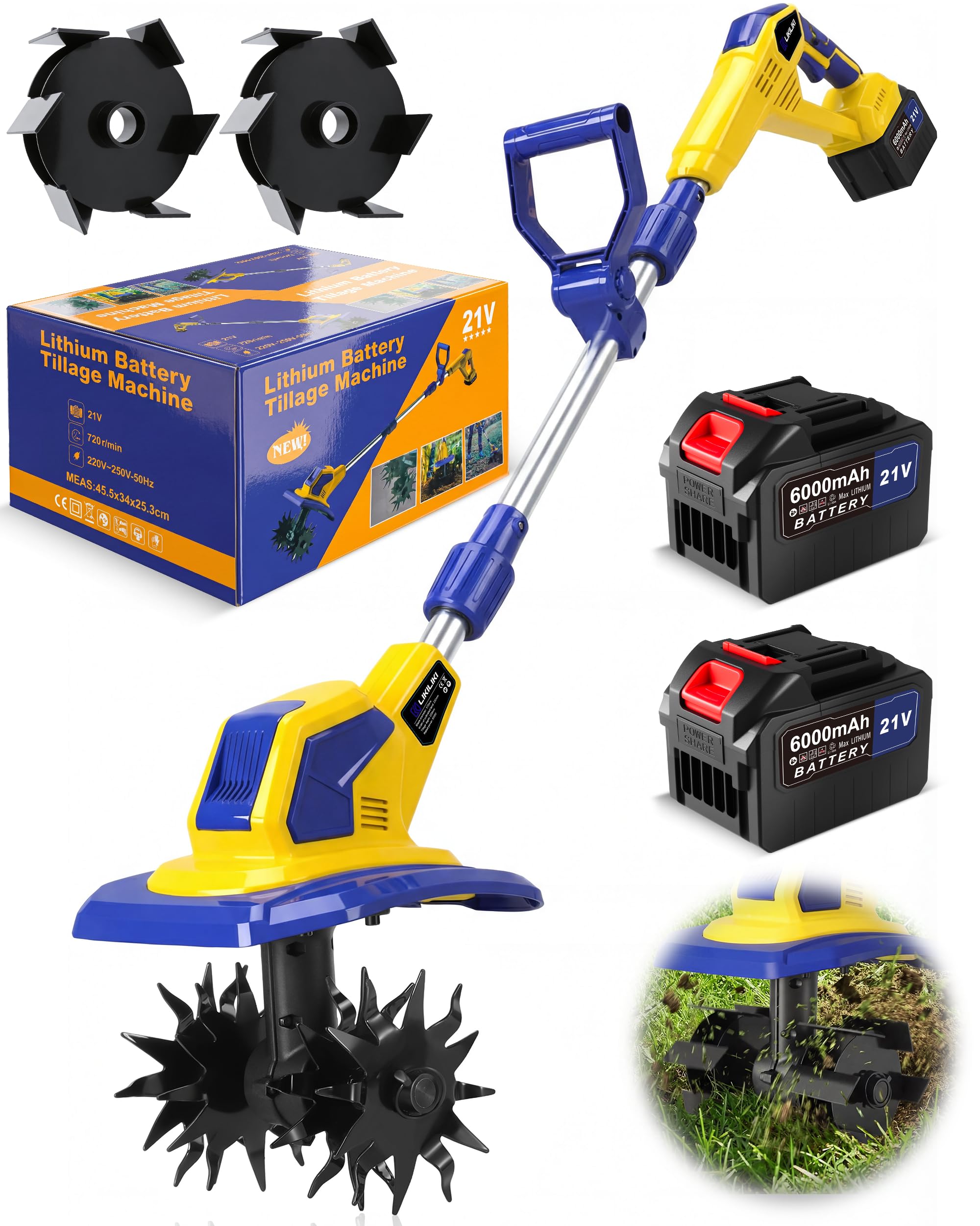 LiKiLiKi 21V Cordless Tiller Cultivator