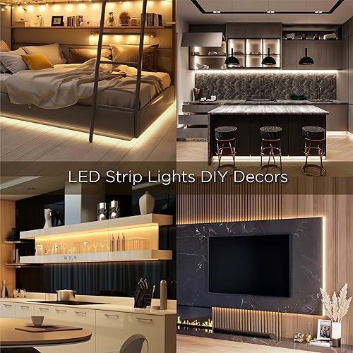 Miniatura 6 de Tira de luces LED, tira de luz LED de 16.4 pies con adaptador ETL de 12 V CC, 4000 K, luz blanca neutra con revestimiento de poliuretano, luces LED