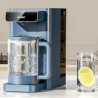 CF02 10 Stage Reverse Osmosis Water Filter Countertop, 6-in-1 Hot Water RO Water Filtration System with Bottle, 3:1 Pure to Drain Ratio, Portable Water Filter, No Installation, Blue