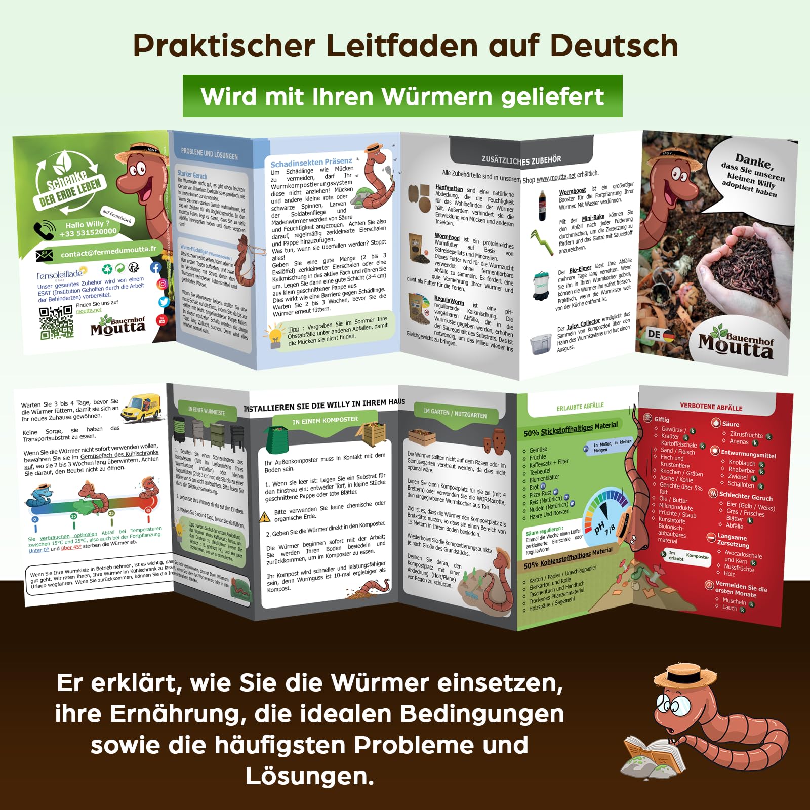 500 Stk. Kompostwürmer (250g) | Regenwürmer Eisenia, kompostieren Sie Ihren organischen Abfall - Für Vermicomposter/Komposter/Garten
