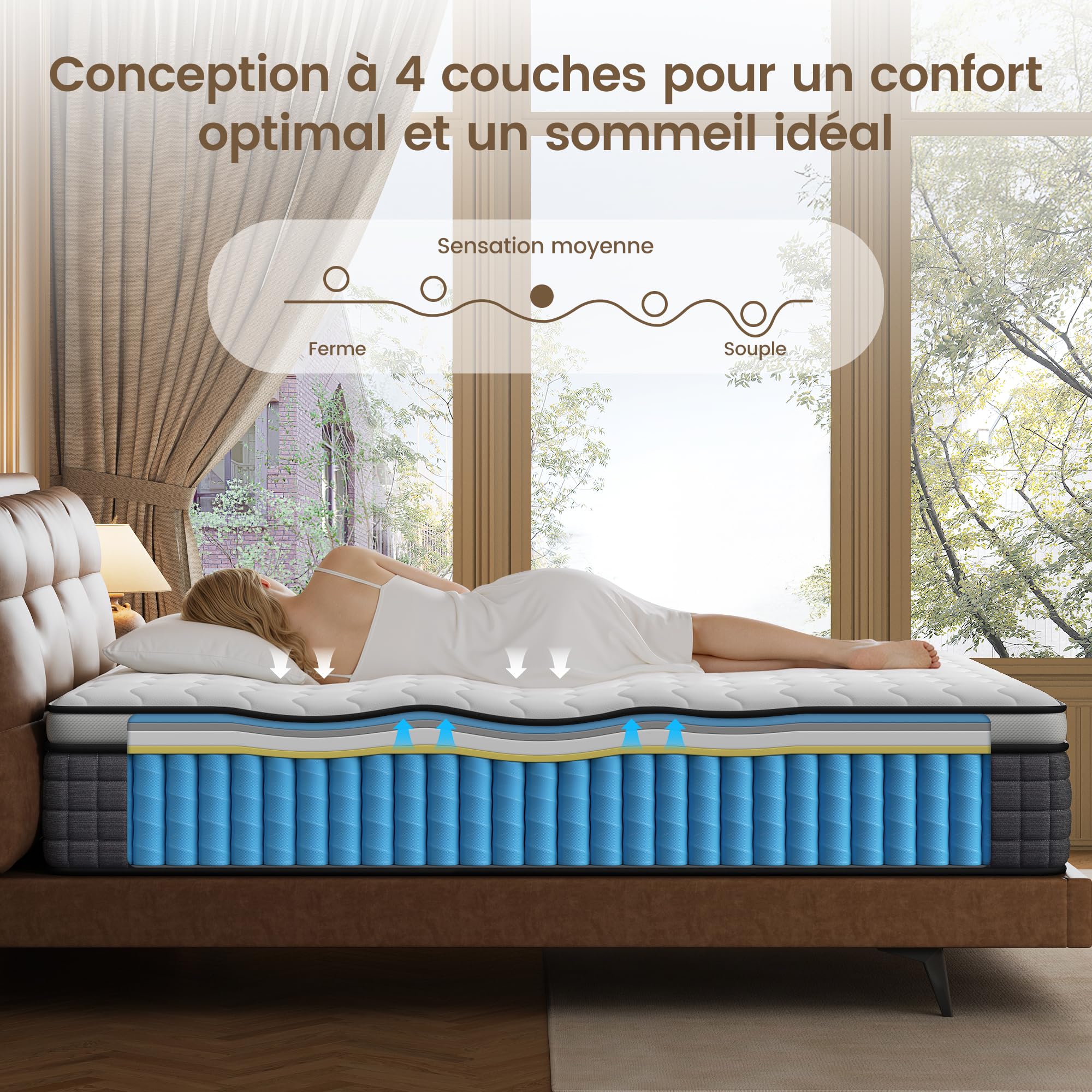 BedStory Matelas 90x190-30 cm - Matelas Ressorts Ensaches - Mousse à Mémoire de Forme - Confort Ferme - Isolation des Mouvements - Matelas Luxe - Soutien Lombaire - Durable & Respirant