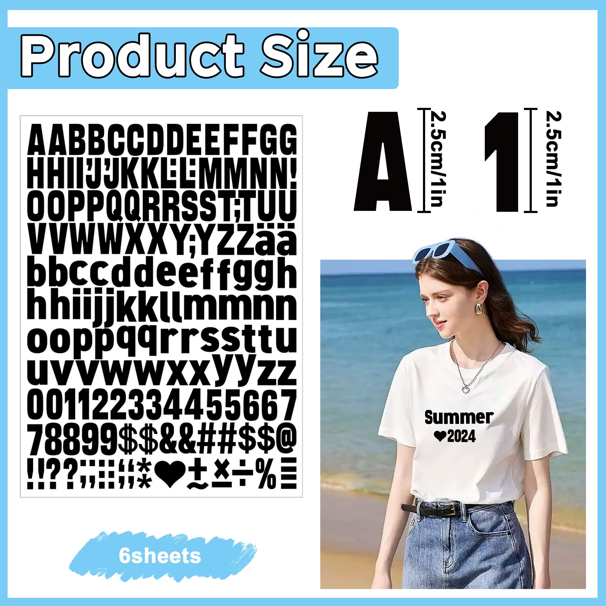 Amazon.co.jp: アイロン接着文字 6シート アイロン接着 文字と数字