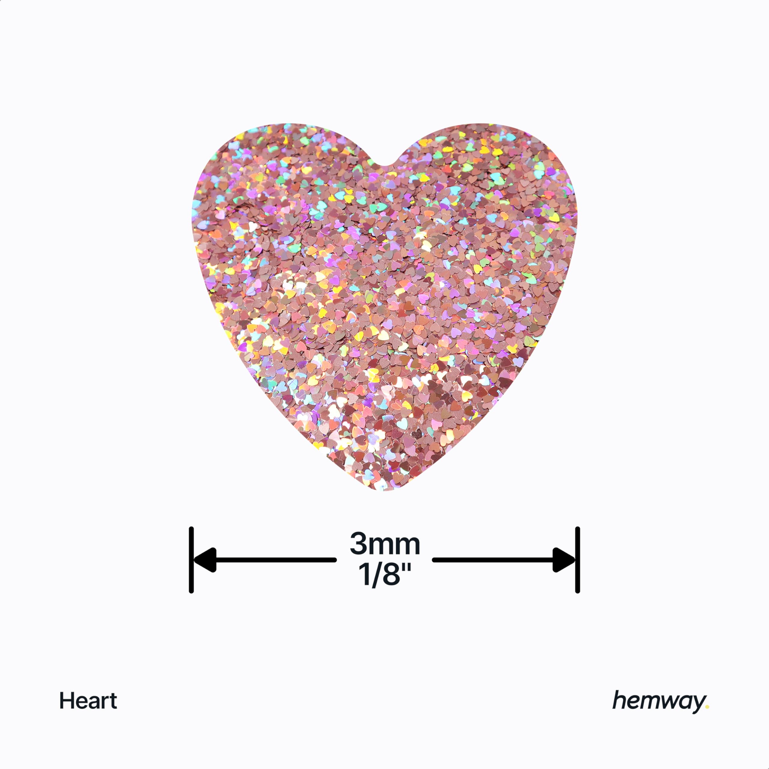 Hemway Ultra Sparkle Glitter Heart Shape, 50g, Rose Gold Holographic - Image 3
