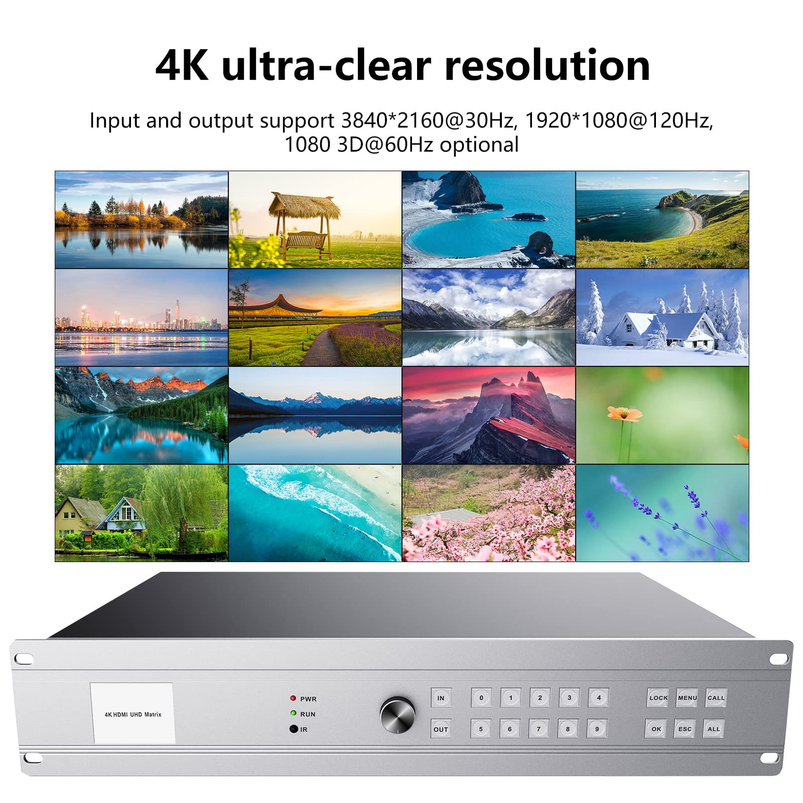 ICUIXIAN Przełącznik matrycowy 16 wejść 16 wyjść 4k x 2k przy 30 Hz HDMI, matryca HDMI obsługuje sterowanie WEB HDMI1.4a standardowa Blu-Ray Dolby True HD, Dolby Digital i DTS-HD Master Audio