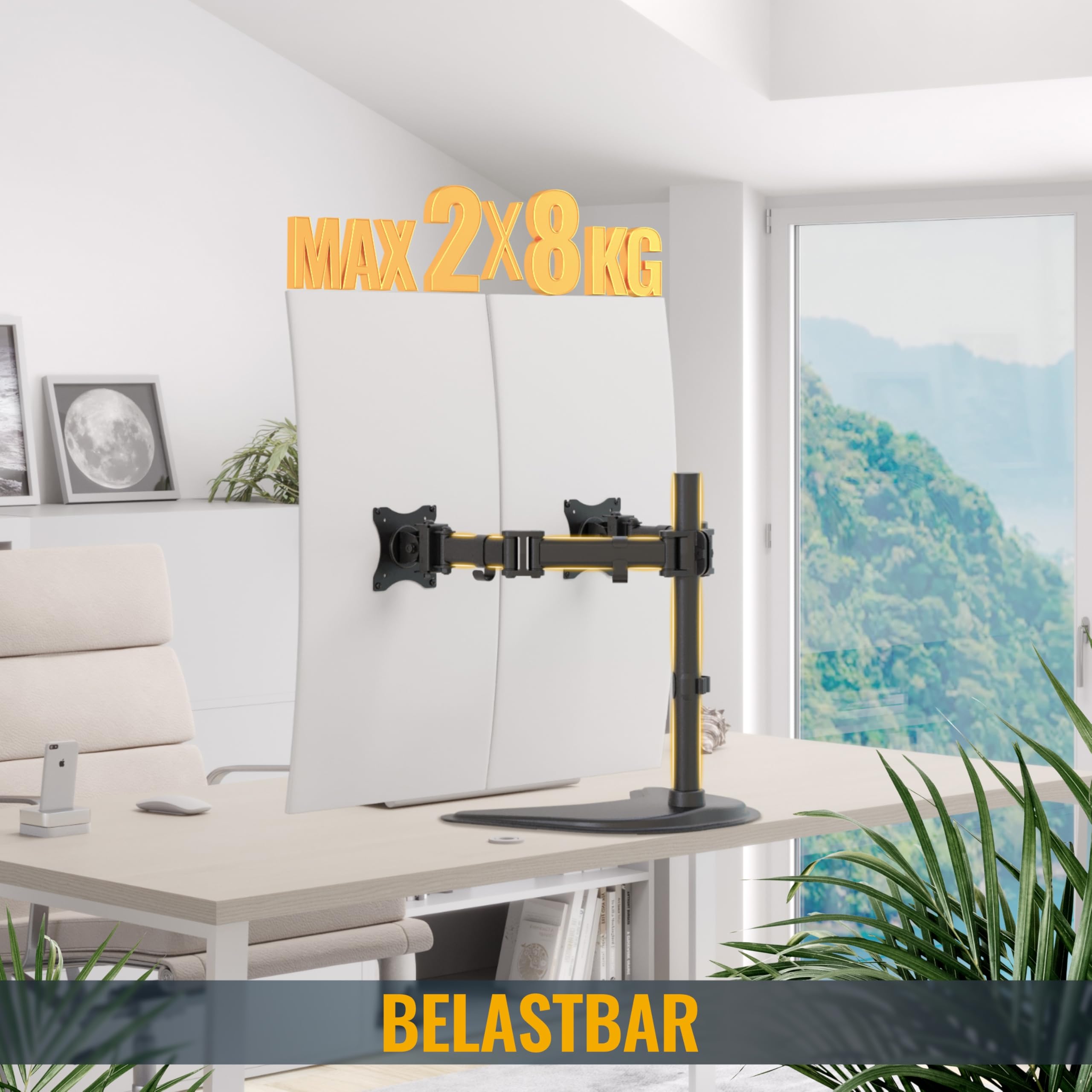 Ricoo Monitor Halterung 2 Monitore Bildschirmhalterung Arme Dual Monitor Arm für 13-27 Zoll Bildschirm Arm Halter TS5311 Tischhalterung VESA 75x75 100x100 Monitorhalter – Bild 6