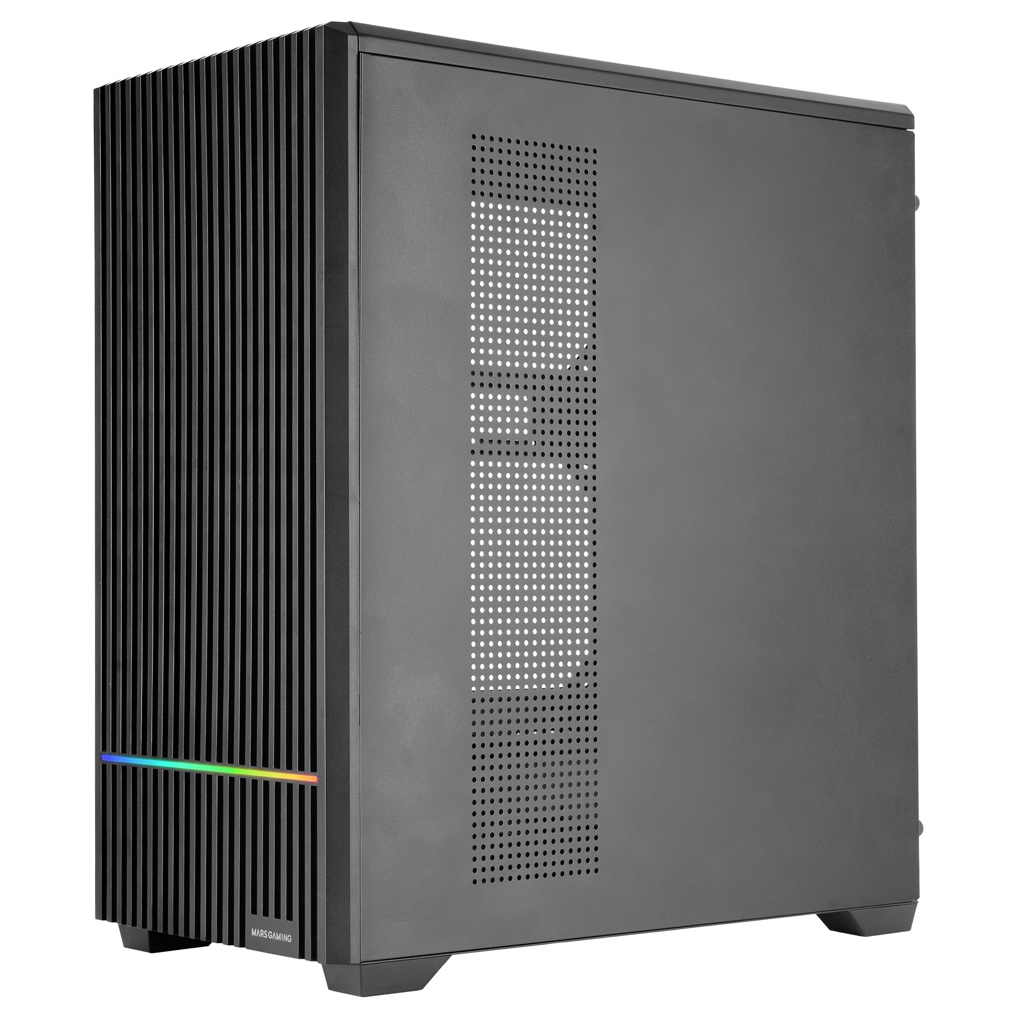Mars Gaming MC-Quantum, Caja PC Gaming ATX, Frontal Mesh con Tira LED ARGB, Cristal Templado Lateral Completo, 4X Ventiladores FDB 120mm, Soporte Refrigeración Líquida hasta 240mm, USB-C, Negro