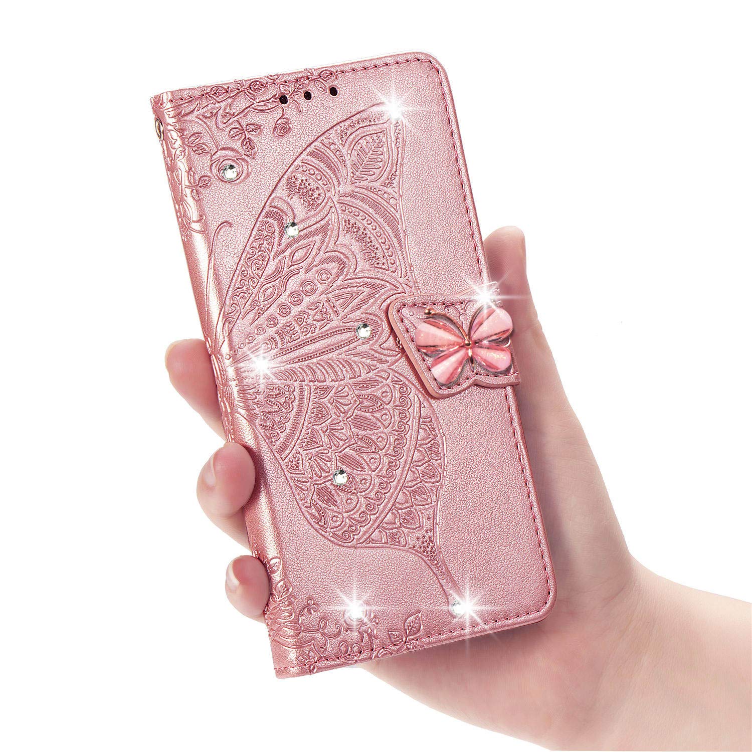 ZYZXHZD Xiaomi Mi Redmi Note 8 3D Butterfly Flower Wallet Case