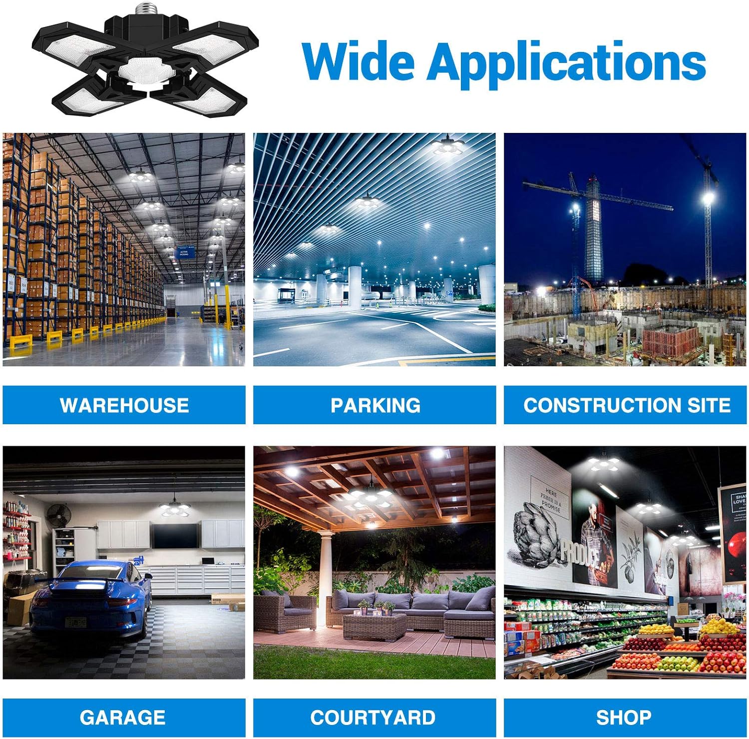 Flash Sale Buy 1 get 1 LED Garage Lights ,12000LM Garage Lighting 120W Deformable Garage Ceiling Light with 4 Adjustable Panel, LED Shop Light with E26 Lamp Socket, Ceiling Lighting Fixture for Basement, Warehouse Buy 1 get 1 🔥 LED Garage Lights ,12000LM Garage Lighting 120W Deformable Garage Ceiling Light with 4 Adjustable Panel, LED Shop Light with E26 Lamp Socket, Ceiling Lighting Fixture for Basement, Warehouse