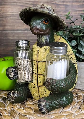Miniatura 8 de Ebros Slow Seasons - Tortuga para acampar al aire libre con sombrero de mimbre, salero y pimentero, figura de 7 pulgadas de alto, tortugas,