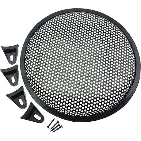 Dual 10 Inch Metal Speaker Grills Covers with Screws, Black [FDXGYH]