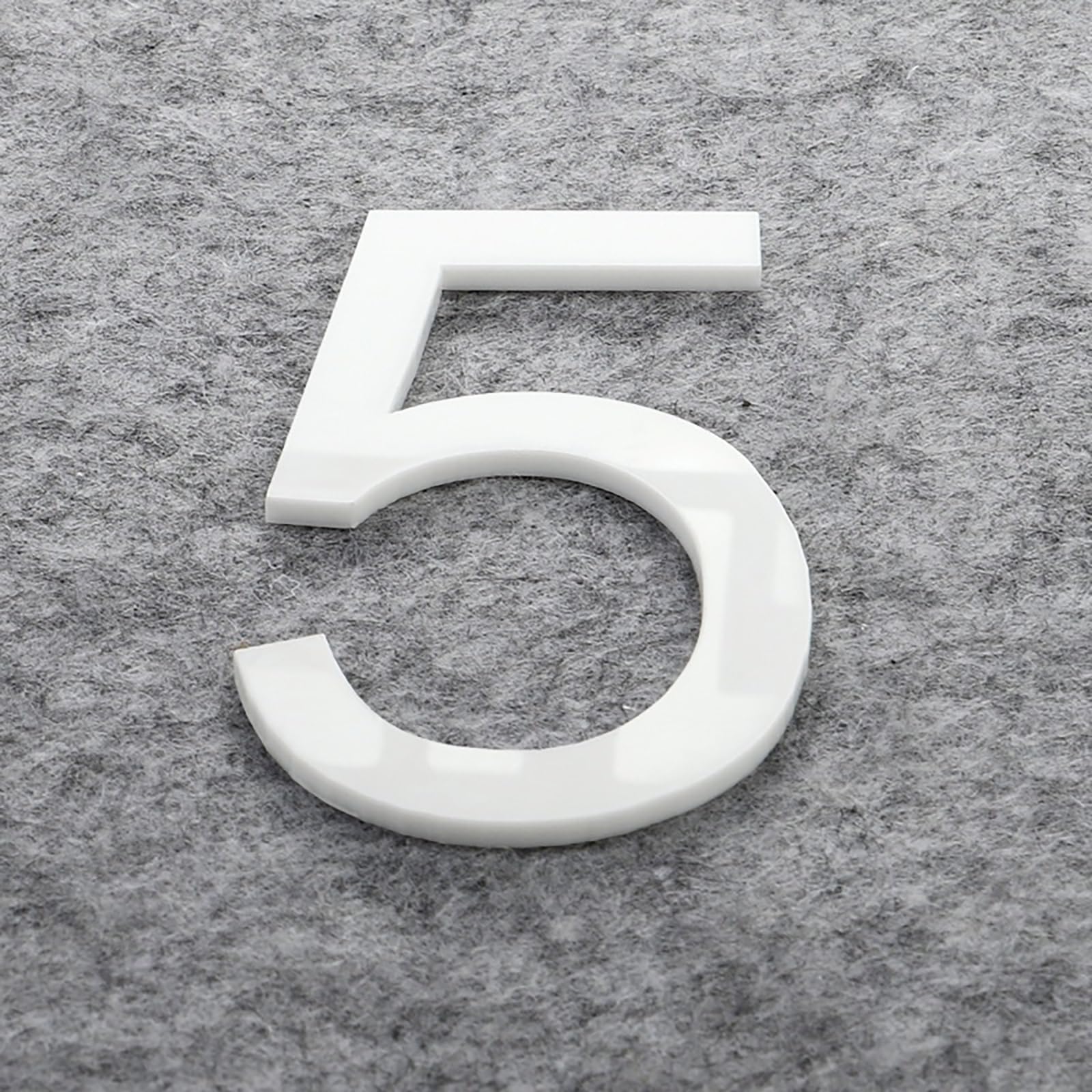 Self Adhesive House Numbers Stickers 2/3/4 Inch Modern Acrylic Door Number Gold/Silver/Black/White Address Mailbox Sign, for Wall Decor Hotel Apartment Cafe Room Yard Office Garden Street(White 5,4In) — image 1