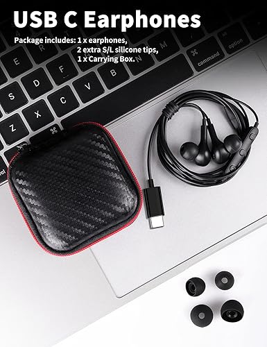 Miniatura 6 de TITACUTE Auriculares USB C para Samsung S21 S20 FE S22 Auriculares magnéticos intrauditivos tipo C con micrófono, control de volumen, cancelación de