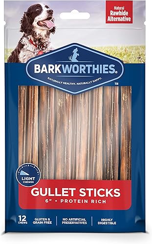 Barkworthies Palitos de gaviota de ternera de 6 pulgadas, 12 unidades (paquete de 1), empaquetados en proteínas, apoya la salud dental, aperitivo