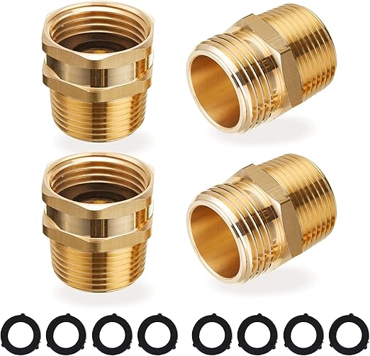 JOEJET Garden Hose Connector, 3/4'' GHT Female and Male to 3/4'' NPT Male, Metal Brass Water