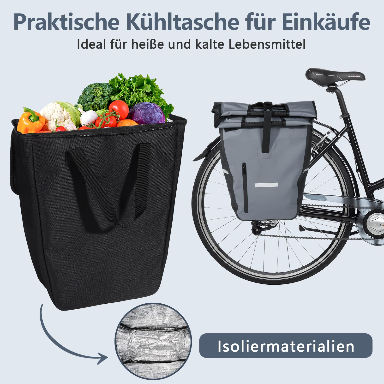 Sacoches de vélo pour porte-bagages avec sac isotherme amovible