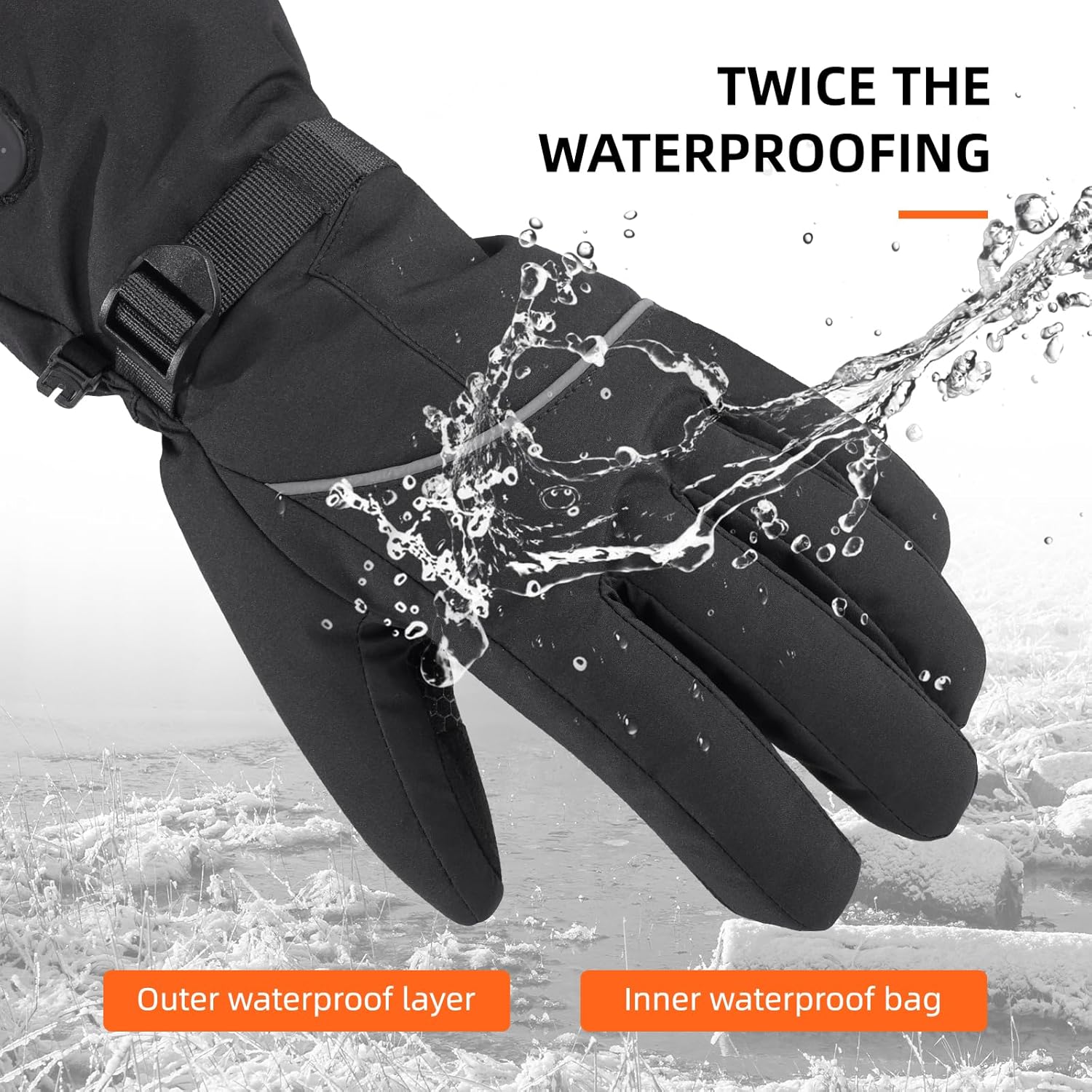 Heated Gloves for Men Women, 7.4V 3000mAh Heated Gloves Rechargeable with Touchscreen, Waterproof Electric Heated Ski Gloves for Winter Outdoor Work Hunting Motorcycling Hiking Skiing - Image 5