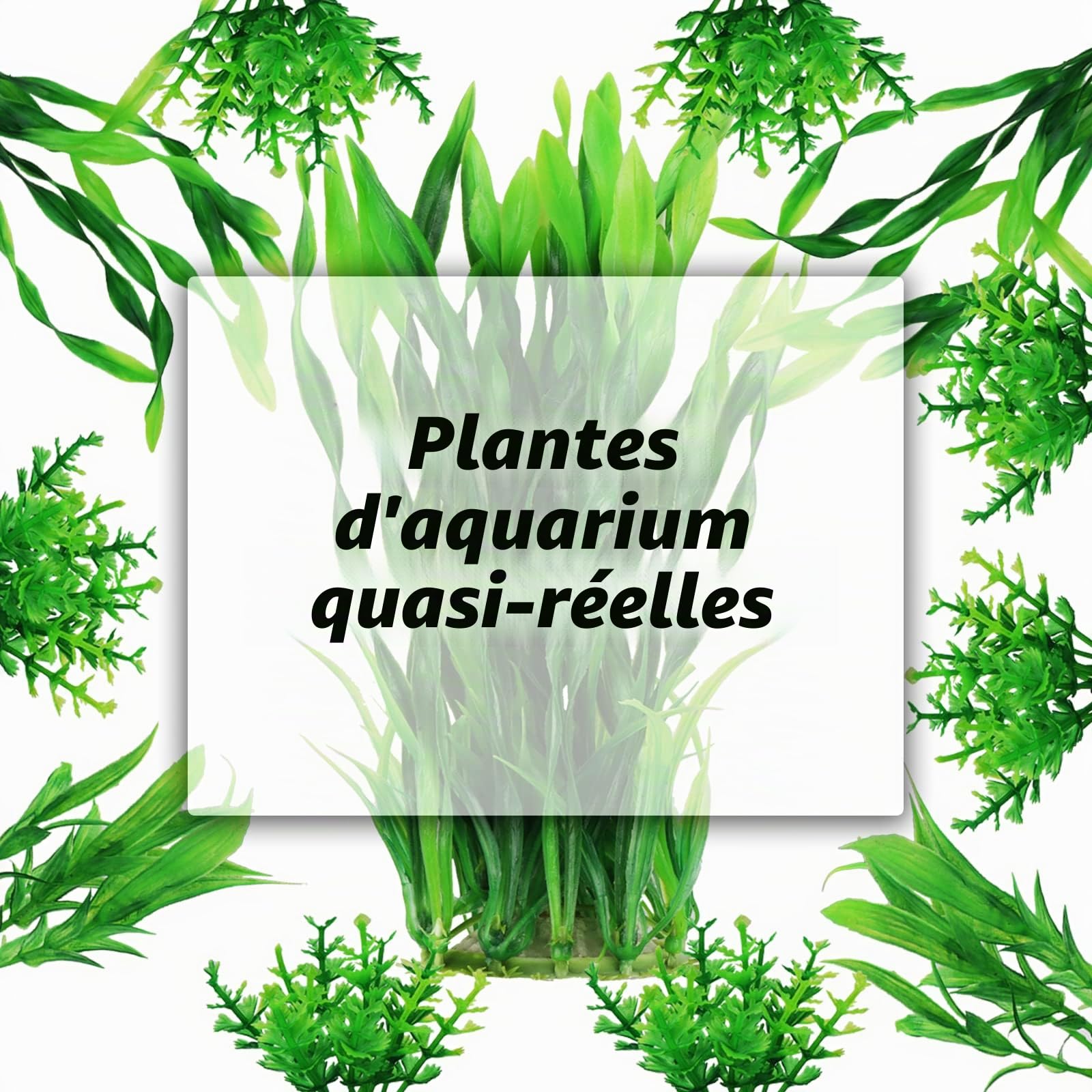 QUOZUO Lot de 20 plantes d'aquarium artificielles en plastique pour décoration d'aquarium, plantes vertes artificielles