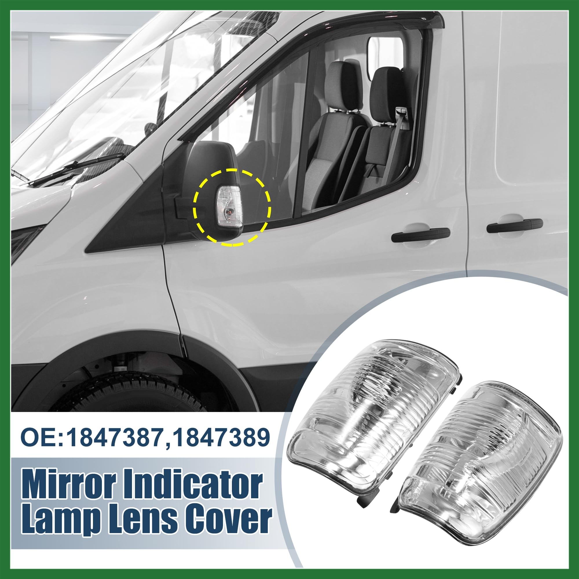 Motoforti Pair Wing Mirror turn signal Indicator Light Lamp Lens Cover For Ford Transit T150 T250 T350 2015 2016 2017 2018 2019 2020 2021 Left & Right Driver & Passenger Side Long-lasting