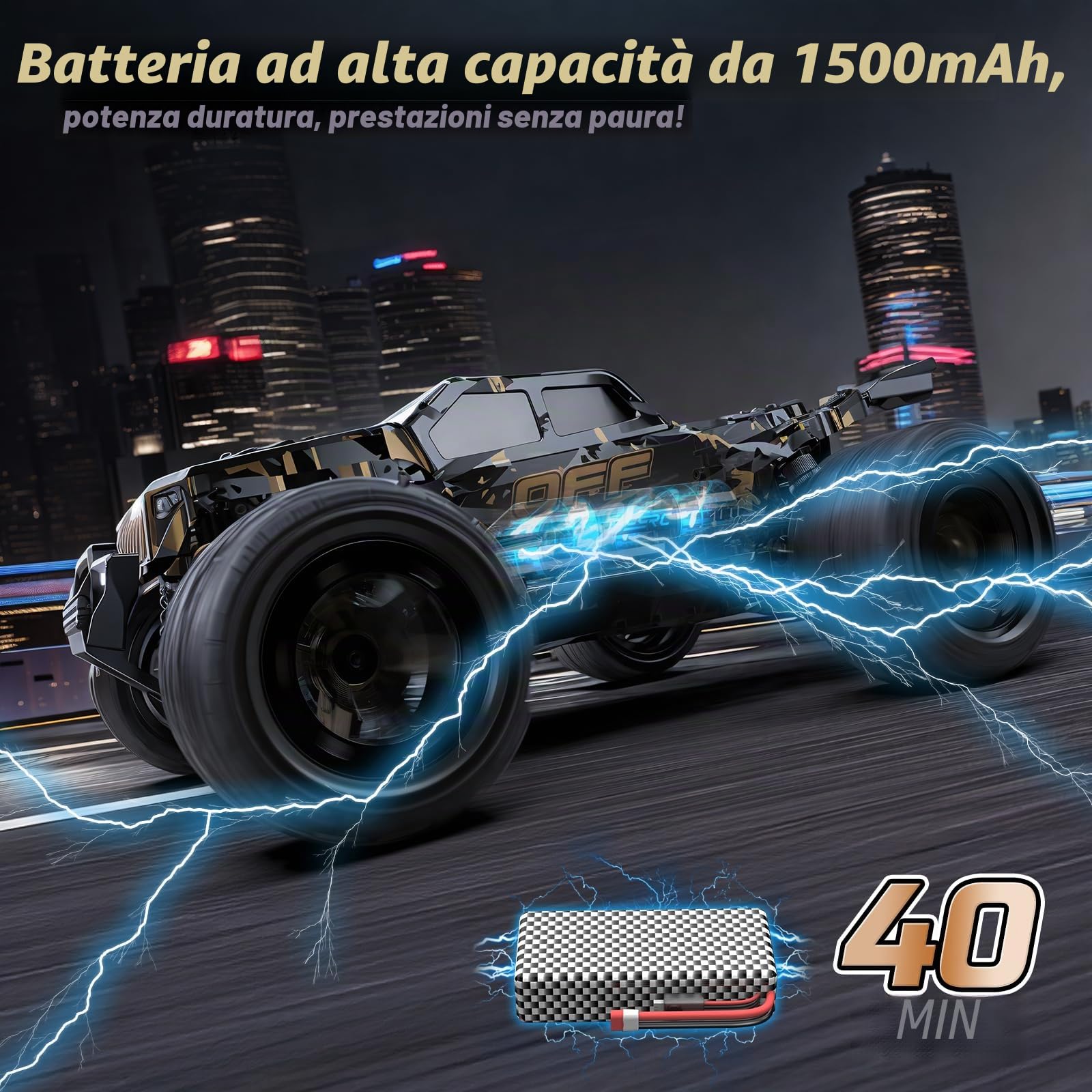 DEERC Macchina Telecomandata per Adulti 40 km/h, Monster Truck Elettrico Fuoristrada 4WD, Auto ad alta velocità da 2,4 GHz, Macchina Telecomandata 4x4 impermeabile con 2 batterie per ragazzi e bambini