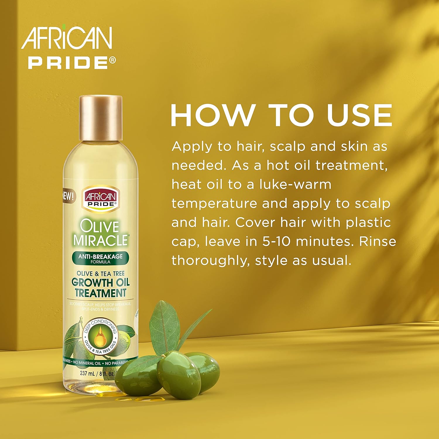 AFRICAN PRIDE Olive Miracle Growth Oil, 8 Oz (Pack of 3)