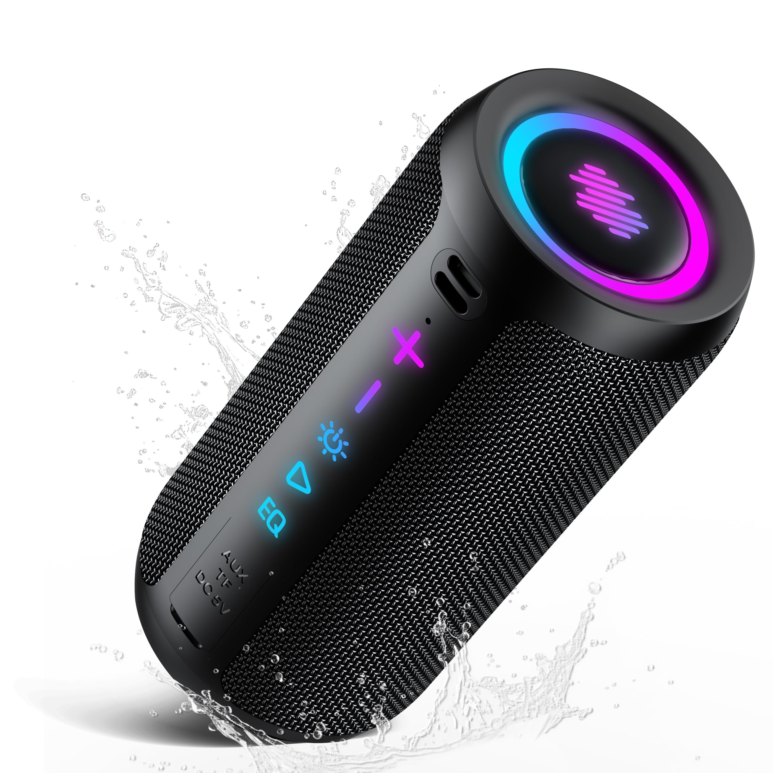 Cassa Bluetooth Portatile Potente, 25W Altoparlante Bluetooth 5.4 con 2 Modalità EQ, IPX7, TWS, 24H di Autonomia Speaker Bluetooth, 8 Modalità RGB, Cinghia da Trekking, Compatibile con PC, AUX, TF