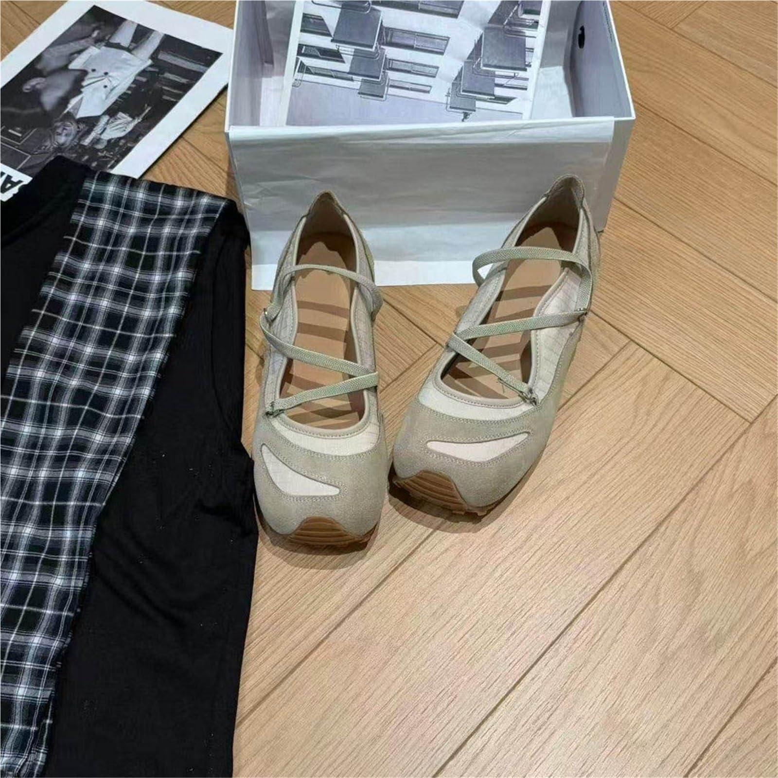 Sneakers Mary Jane da Donna Ballerine Punta Quadrata Retro