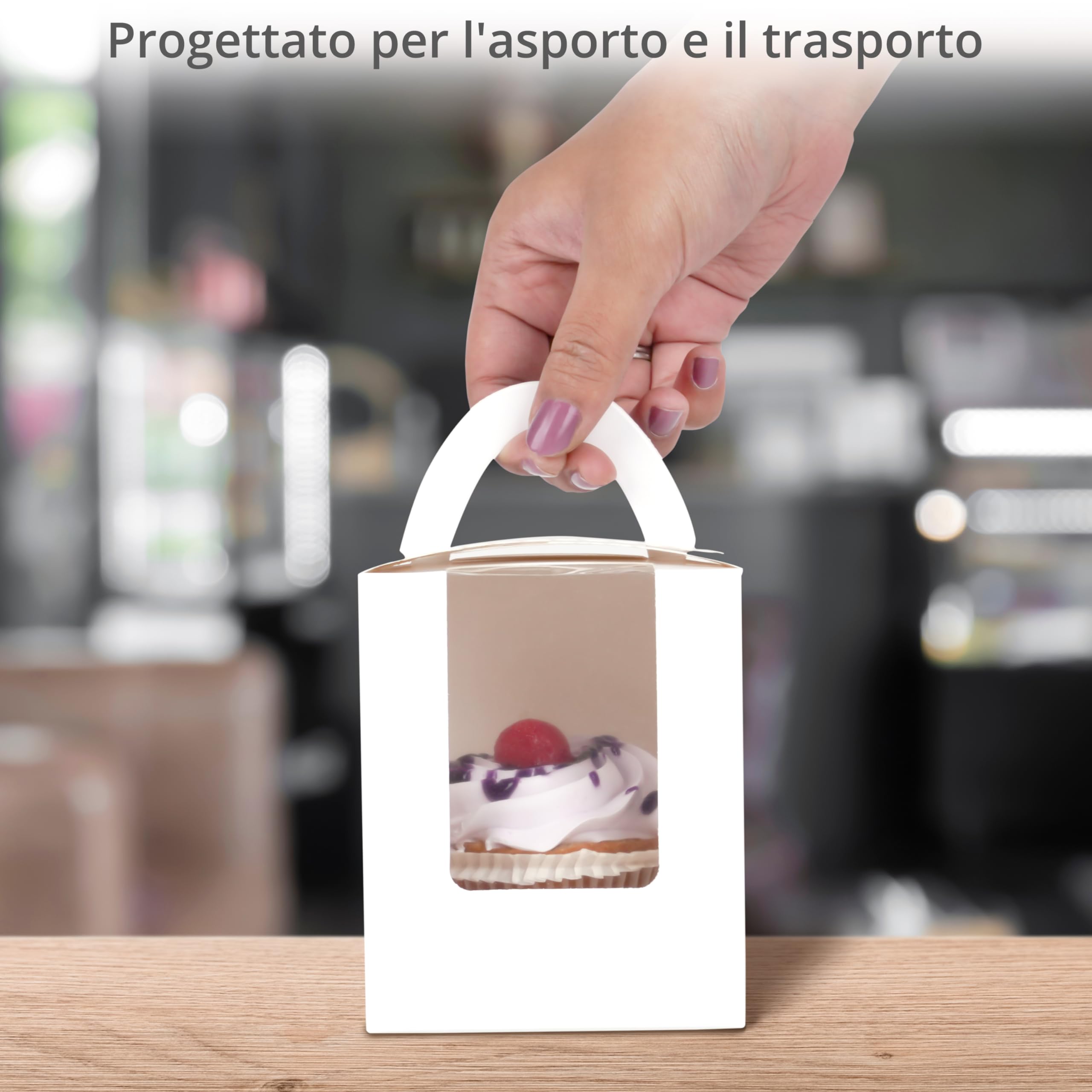 60 Scatole Per Cupcake Singole Con Manico - Con Finestra E Inserti, Per Bomboniere E Regali