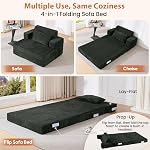 Sunable Twin Size Folding Sofa Bed, 4-in-1 Convertible Sofa with Scratch-Resistant Fabric, Ergonomic Backrest & Armrests, Supportive Foam, Floor Chair for Guest Room/RV/Living Room/Bedroom, Gray