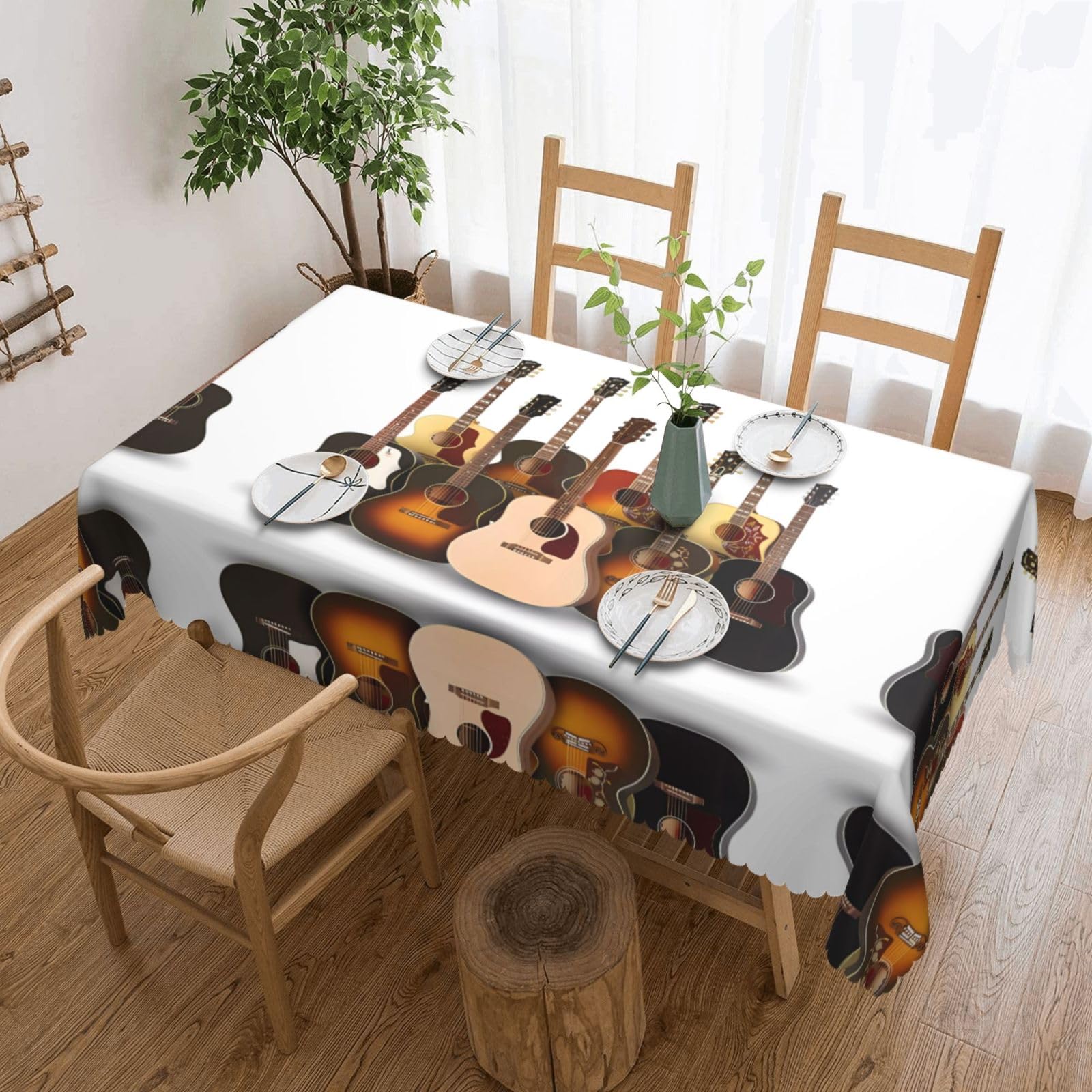 MROWYC Guitar Printed tablecloths are suitable for hotels, picnics, and parties, and can effectively protect the tabletop