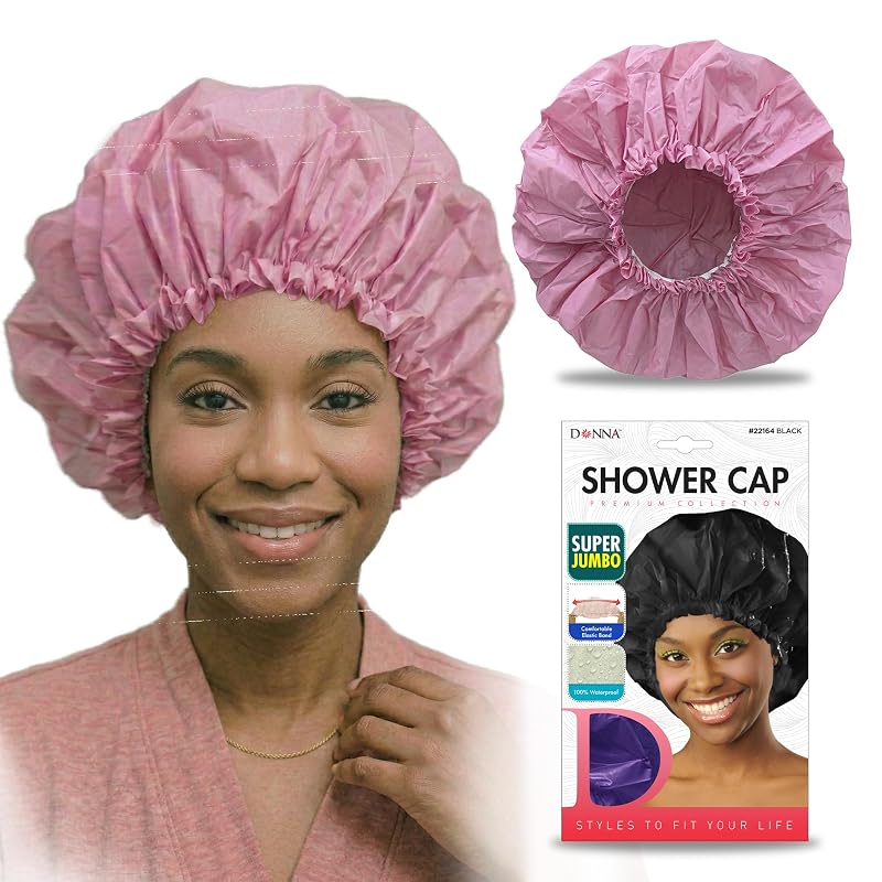 Touca de banho DONNA Super Jumbo rosa para cabelos longos e penteados volumosos