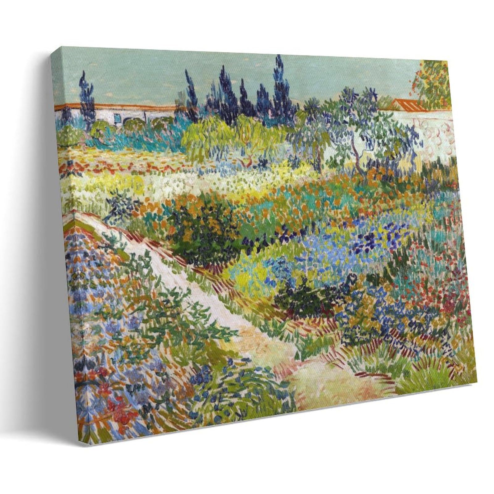 Van Gogh Garden At Arles Poster Garden at Arles Painted by Vincent Van Gogh in 1888., Canvas Print Art Poster; Frame; 16x24inch(40x60cm)