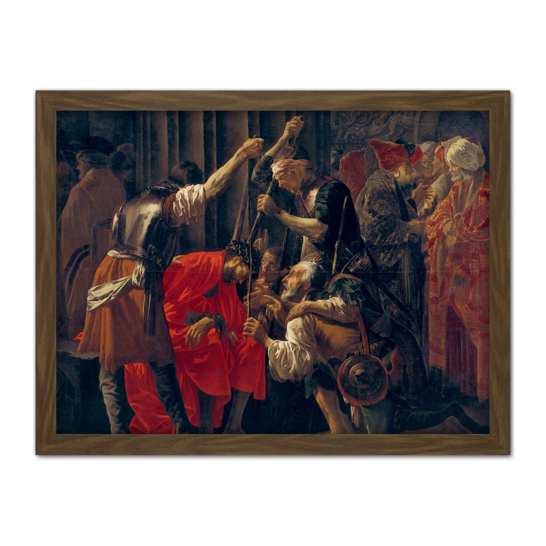 Brugghen Christ Crowned With Thorns Painting Artwork Framed Wall Art Print 18X24 Inch