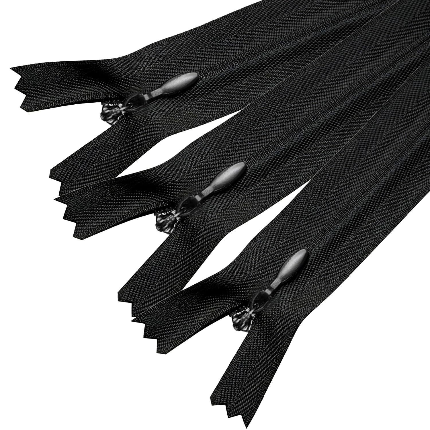 Sawoake unsichtbare Reißverschlüsse #3, Schwarze Nylon-Spule Reißverschlüsse 3-Pack für Nähen, Röcke, Taschen, Kissen