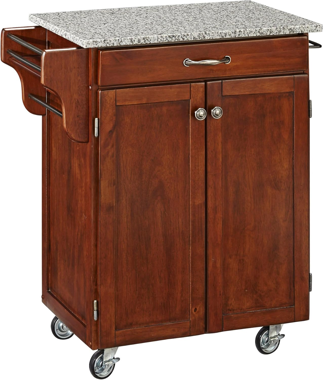 Cuisine Kitchen Cart Medium Cherry/Grey Granite Home