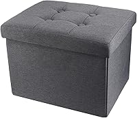 ALASDO Foldable Storage Ottoman Footrest Stool - 17x13x13 Inch Grey, 43L Hidden Storage, 400lbs Capacity for Living Room