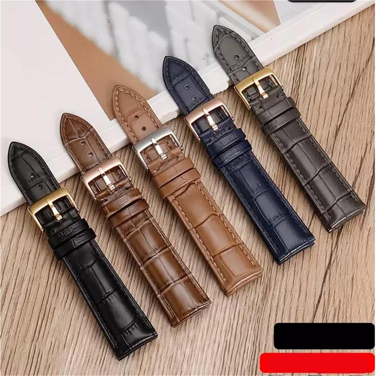 Accesorios de correa de reloj de cuero for hombre con hebilla de acero inoxidable 16 22 mm