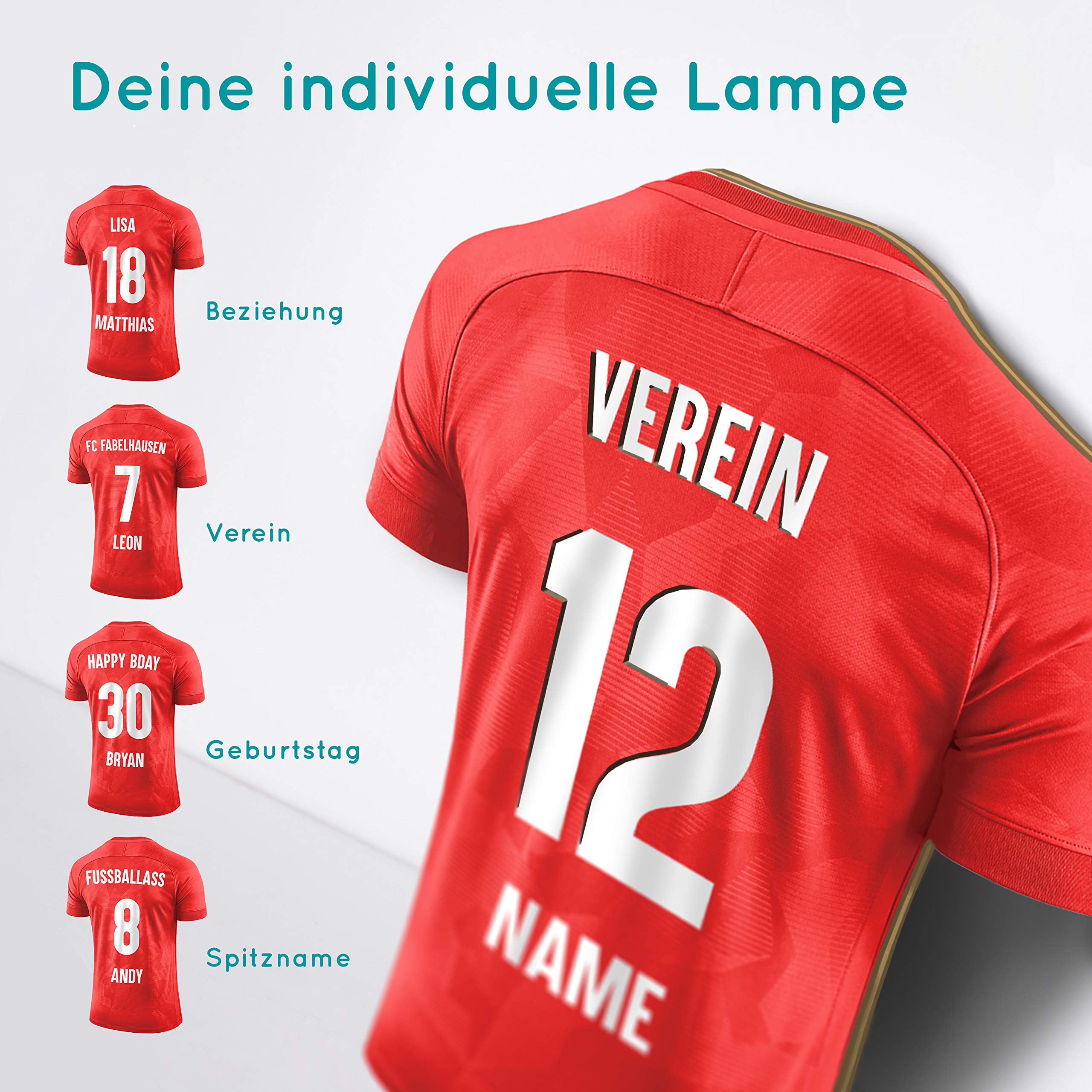 Elbeffekt Trikotlampe für Manchester Fans aus Holz - personalisierbares Geschenk - schenke dein individuellen Manchester Fanartikel aus Echtholz