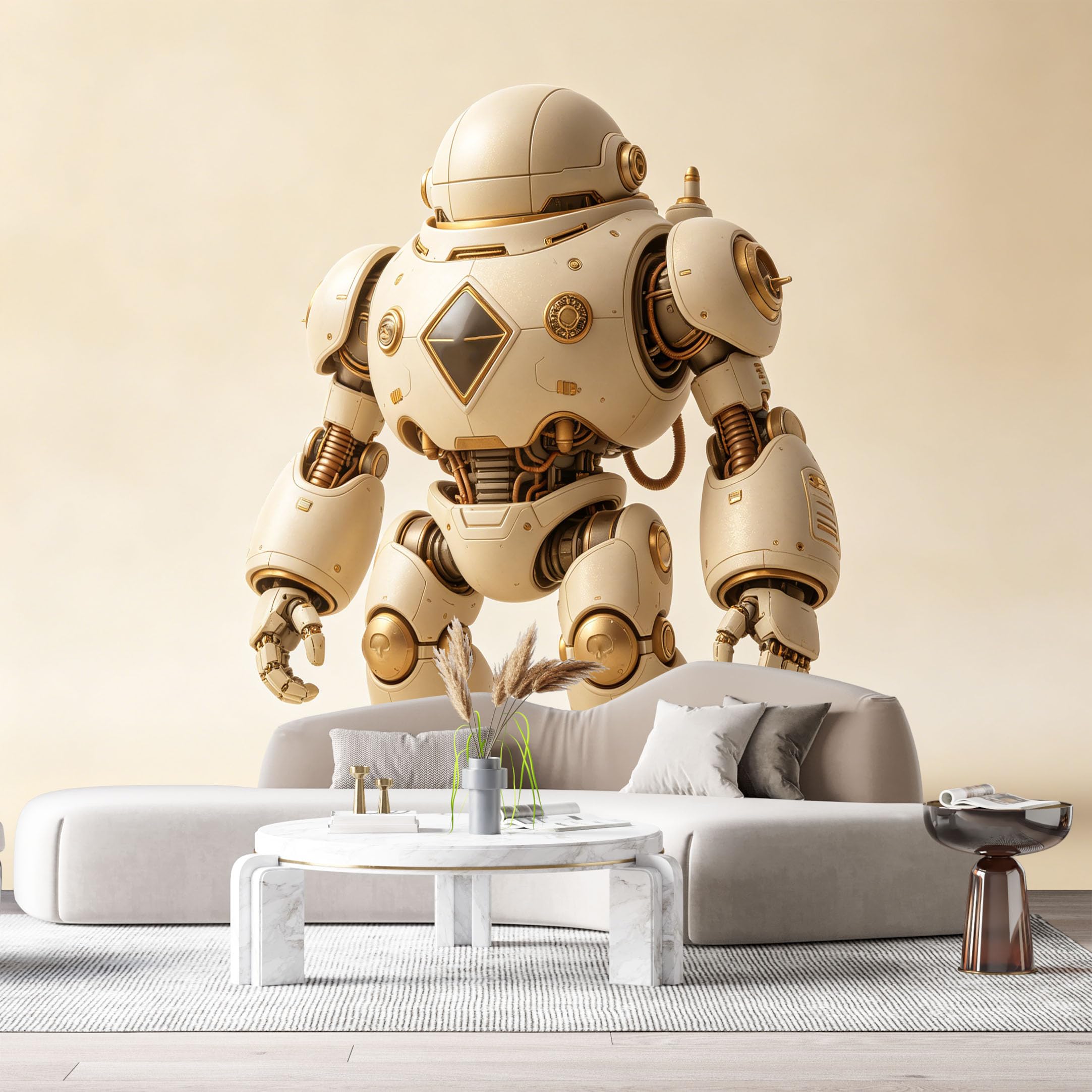 Custom Size Wall Mural Retro Steampunk Mech Robot Textured 3D Futuristic Machinery SelfAdhesive Art Prints Removable Large Wallpaper Boy Bedroom Esports Room Game Room Tenant Room Studio