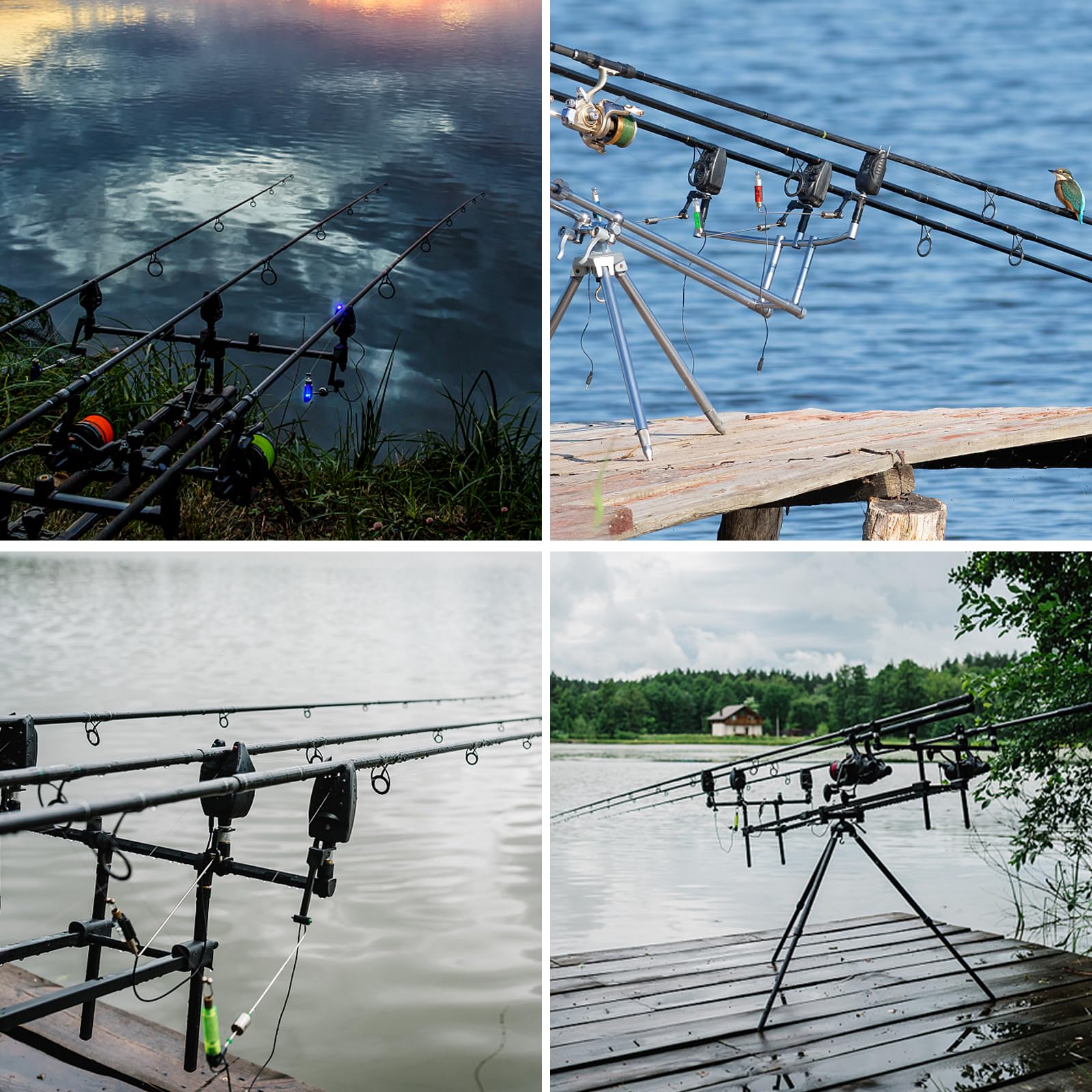 4 Piezas de Swinger para Pesca de Carpas con Indicador de Mordida – Swingers Ligeros para Pesca Nocturna y en Varias Posiciones