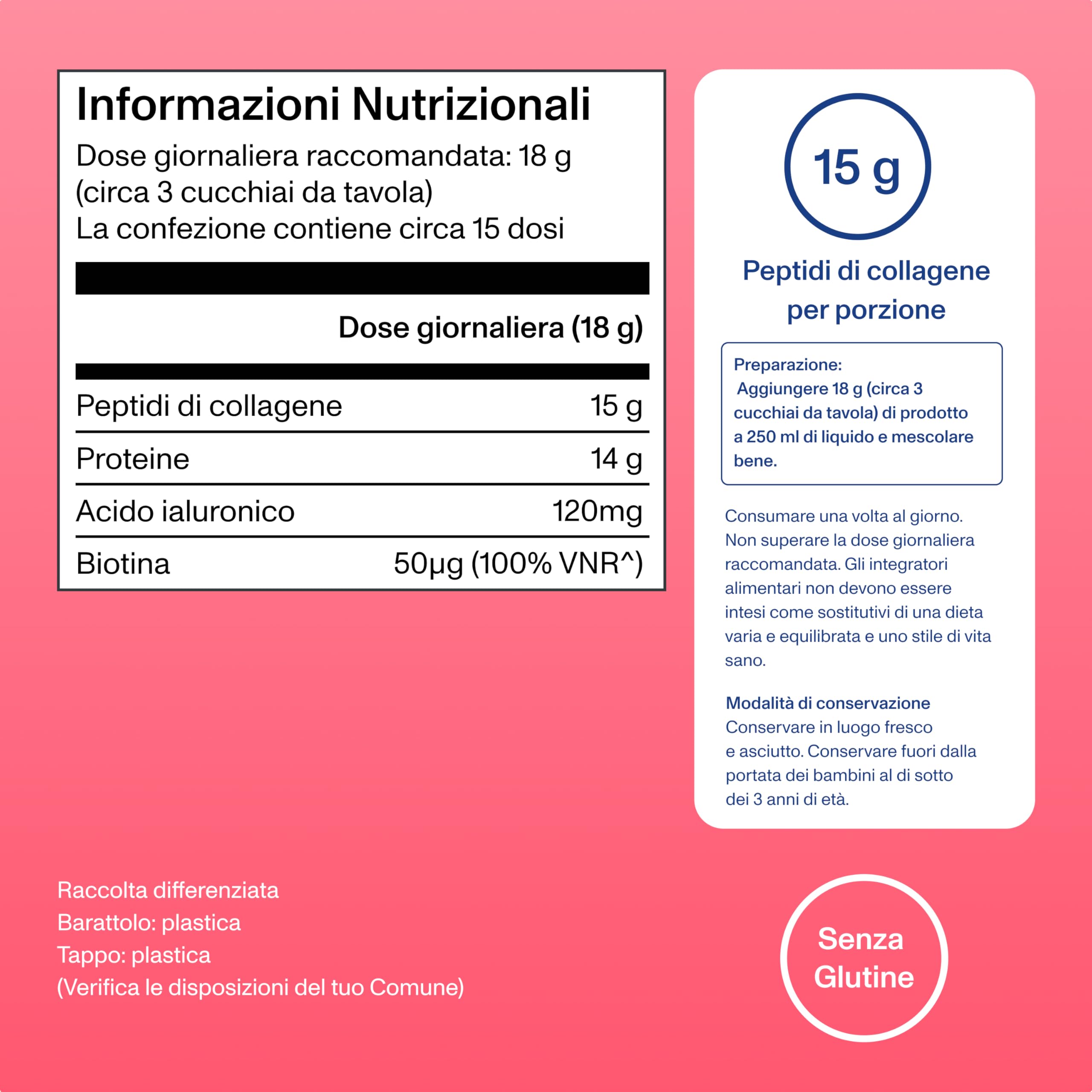Vital Proteins Beauty Collagen con Acido Ialuronico e Biotina, integratore collagene idrolizzato in polvere, fragola limone,per pelle, capelli e unghie, 15g di peptidi di collagene per porzione, 271g