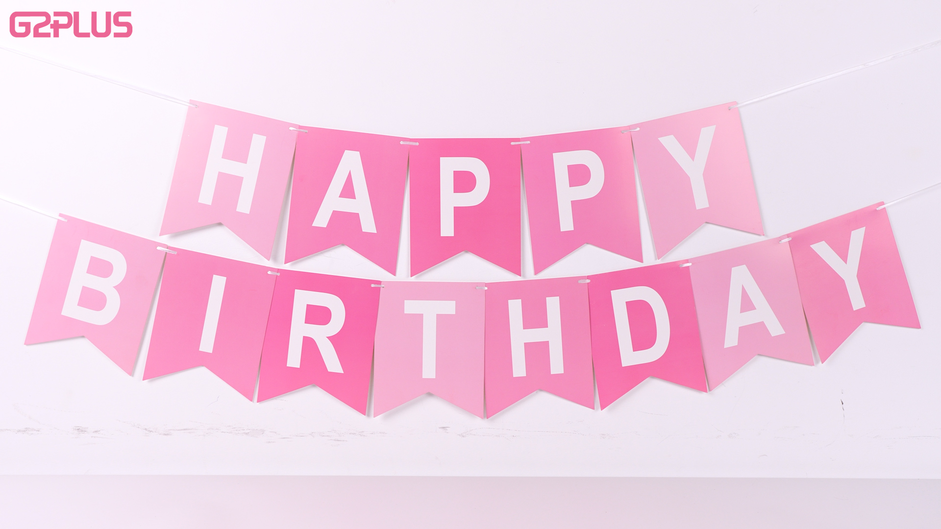 Festone Happy Birthday Pre-Assemblato 6M - Bandierine Compleanno Bambina, Rosa Con Nastro